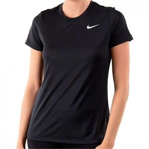 Nike Dri-FIT V Neck Short Sleeve Top Activewear T Shirt Black Size Medium sports